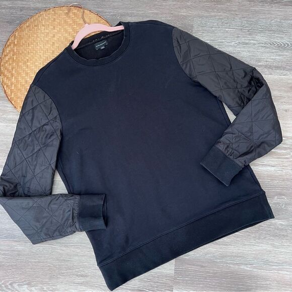 Club Monaco men’s black quilted sleeve black street wear pullover men’s s - Picture 1 of 6